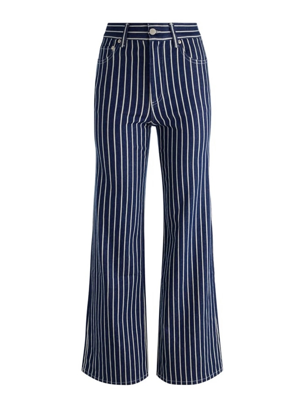 Alice + Olivia Chic Striped Jeans Indigo Off-White Size 30 New